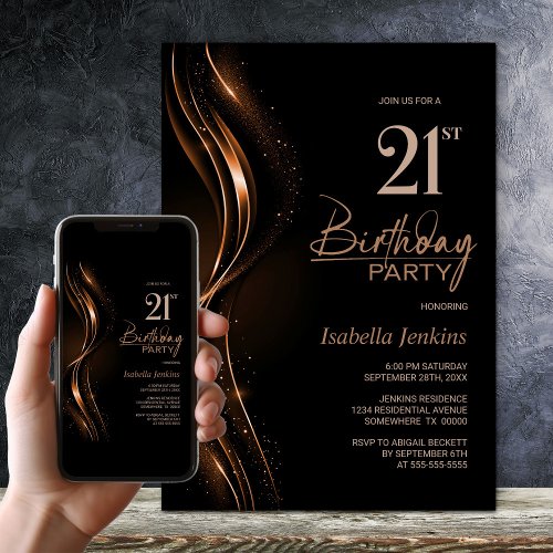Stylish Black and Orange 21st Birthday Party