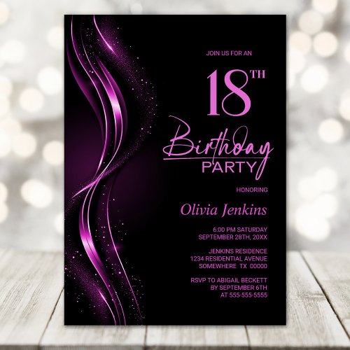 Stylish Black and Pink 18th Birthday Party