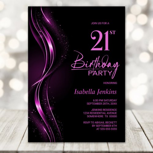 Stylish Black and Pink 21st Birthday Party