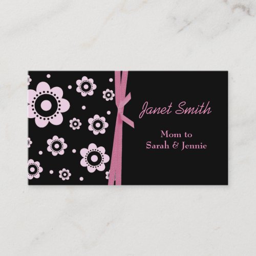 Stylish Black and Pink Floral Mommy Card Business Cards