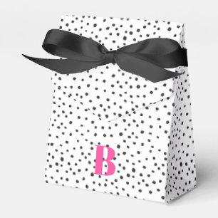 Stylish Black and Pink Polka Dot Pink Monogram Favor Boxes