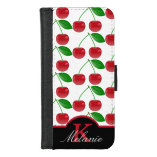 Stylish Black and Red Cherries Personalised iPhone 8/7 Wallet Case