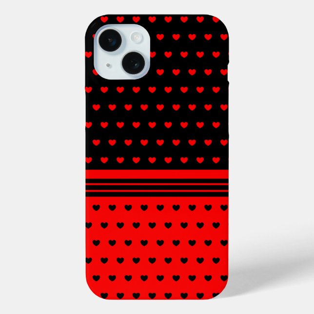 Stylish Black And Red Hearts Pattern Case-Mate iPhone Case (Back)