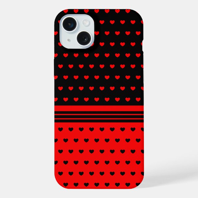 Stylish Black And Red Hearts Pattern Iphone Case (Back)