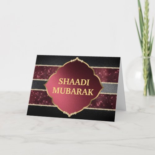 Stylish Black and Red Shaadi Mubarak Card