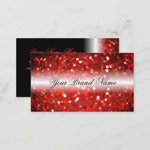 Stylish Black and Red Sparkle Glitter Professional Business Card