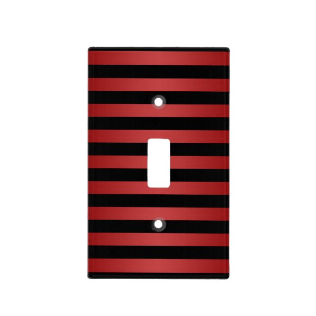 Stylish Black and Red Stripes Pattern Light Switch Cover (Front)