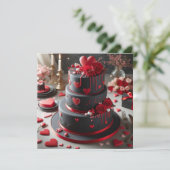 Stylish Black and Red Valentine Cake Holiday Card (Standing Front)