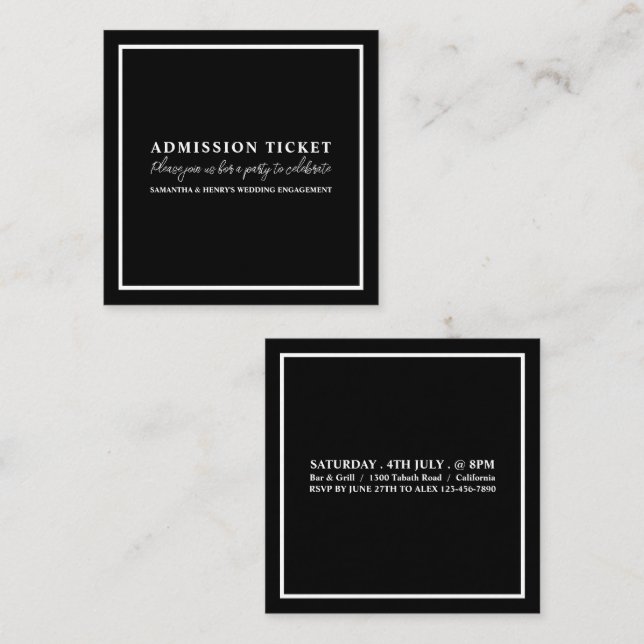 Stylish Black and White, Admission Ticket (Front/Back)