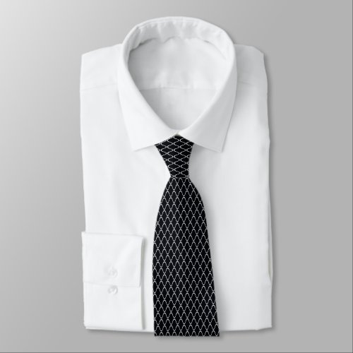 Stylish Black And White Amime Japanese Wavy  Neck Tie