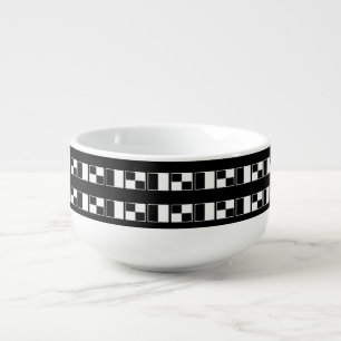 Stylish Black and White Blocks Porcelain Soup Mug