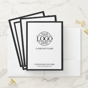 Stylish Black and White Business Logo Personalized Pocket Folder