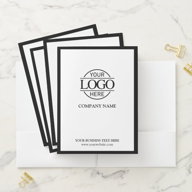 Stylish Black and White Business Logo Personalized Pocket Folder (In Situ)