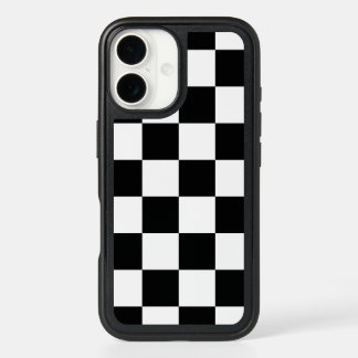 Stylish Black and White Checkered Pattern iPhone 16 Case