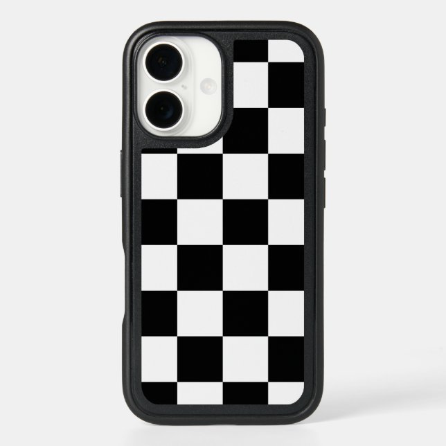 Stylish Black and White Checkered Pattern Otterbox iPhone Case (Back)
