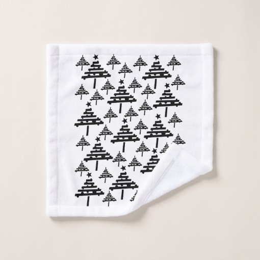 Stylish Black and White Christmas Tree Bath Towel Set Zazzle