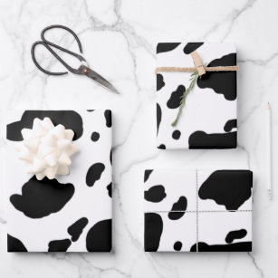 Cow Print Black and White Wrapping Paper | Zazzle