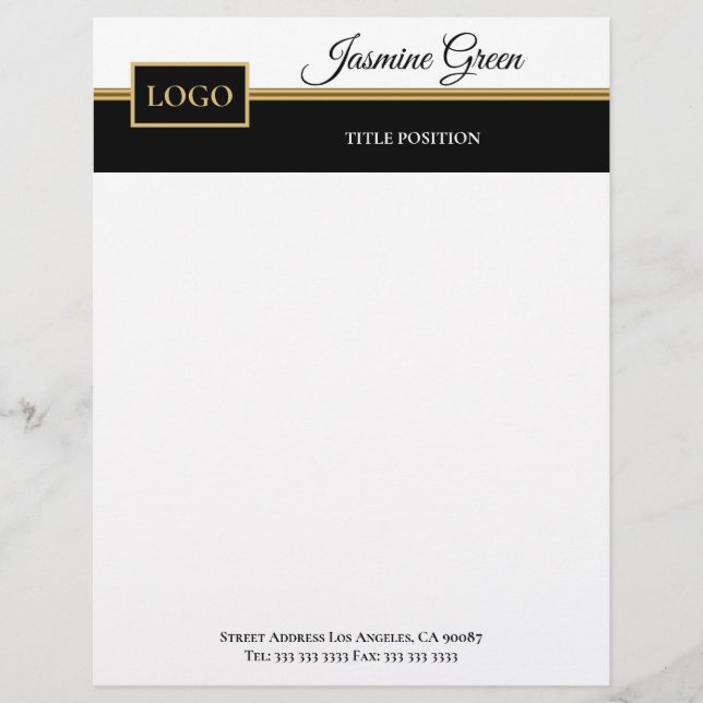 Stylish Black And White Design Letterhead (Front)