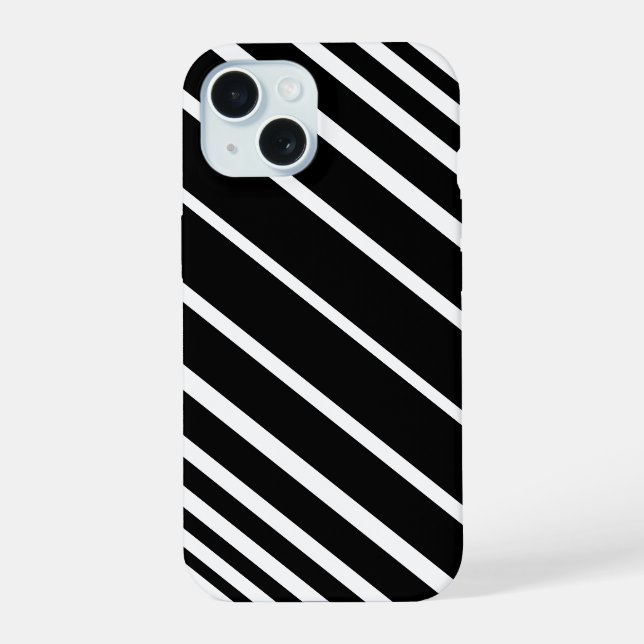Stylish black and white diagonal stripes pattern iphone case (Back)