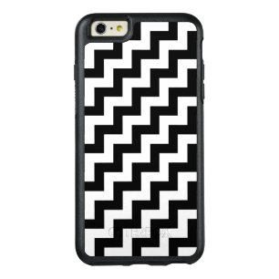 Stylish Black and White Diagonal Zigzags OtterBox iPhone 6/6s Plus Case