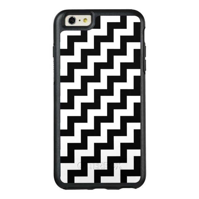 Stylish Black and White Diagonal Zigzags Otterbox iPhone Case (Back)