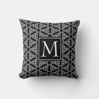 Stylish Black and White Geometric Throw Pillow