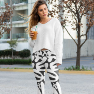 stylish black and white gymwear  leggings