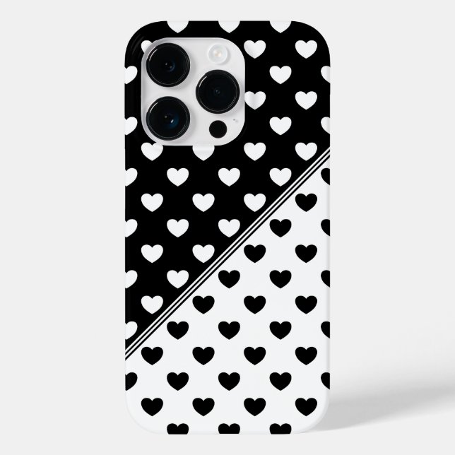 Stylish Black And White Hearts Pattern Case-Mate iPhone Case (Back)
