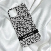 Stylish Black and White Hearts Pattern Personalize