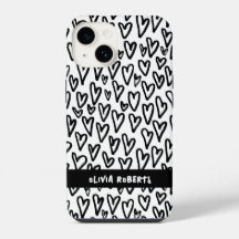 Stylish Black and White Hearts Pattern Personalize