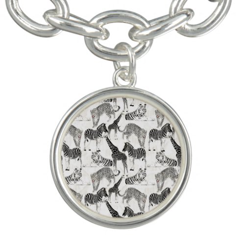 Stylish Black and White Jungle Animals Pattern Bracelet