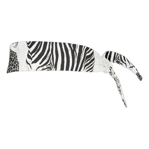 Stylish Black and White Jungle Animals Pattern Tie Headband