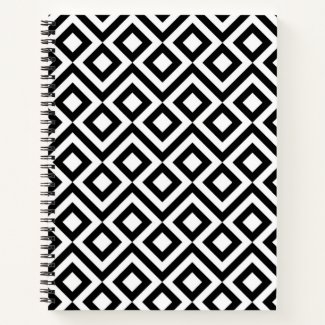 Stylish Black and White Meander Notebook