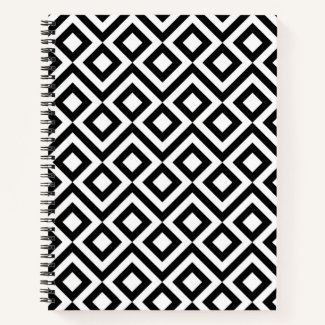 Stylish Black and White Meander Notebook