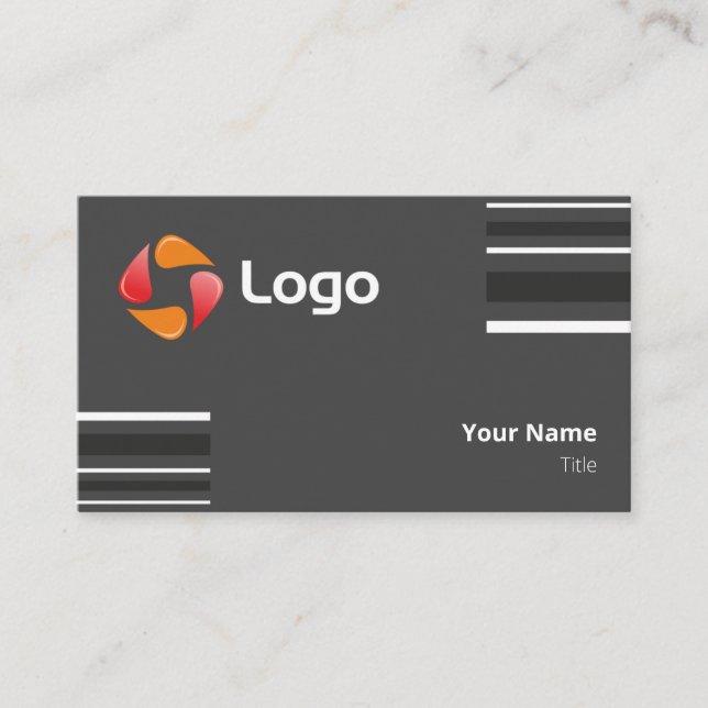 Stylish Black and White Minimal Squared Lines Business Card (Front)