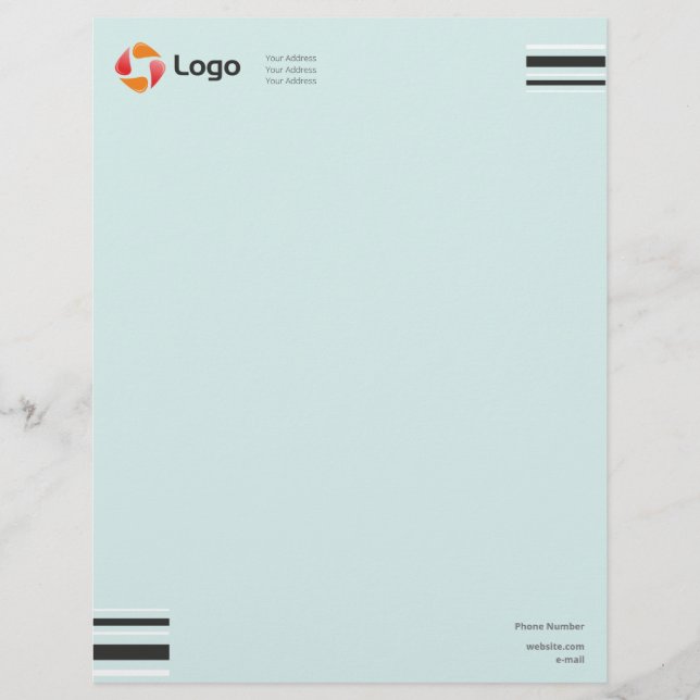 Stylish Black and White Minimal Squared Lines Letterhead (Front)