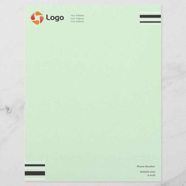 Stylish Black and White Minimal Squared Lines Letterhead (Front)