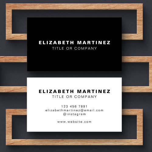 Stylish Black and White Modern Front and Back Business Card