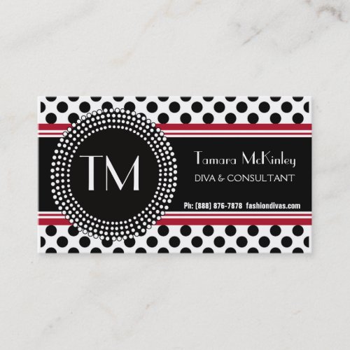 Stylish Black and White Modern PolkaDots Business Card Templates