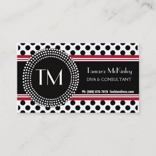 Customizable Stylish Black and White Modern PolkaDots Business Card Templates