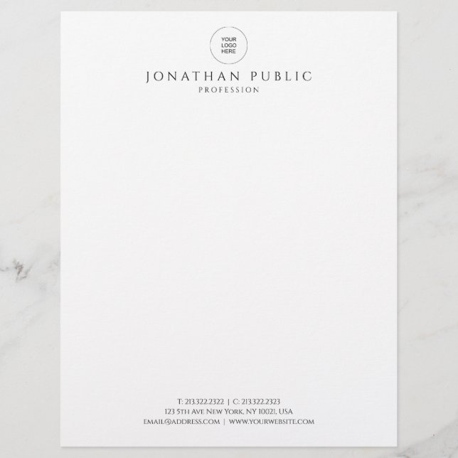 Stylish Black And White Modern Simple Template Letterhead (Front)