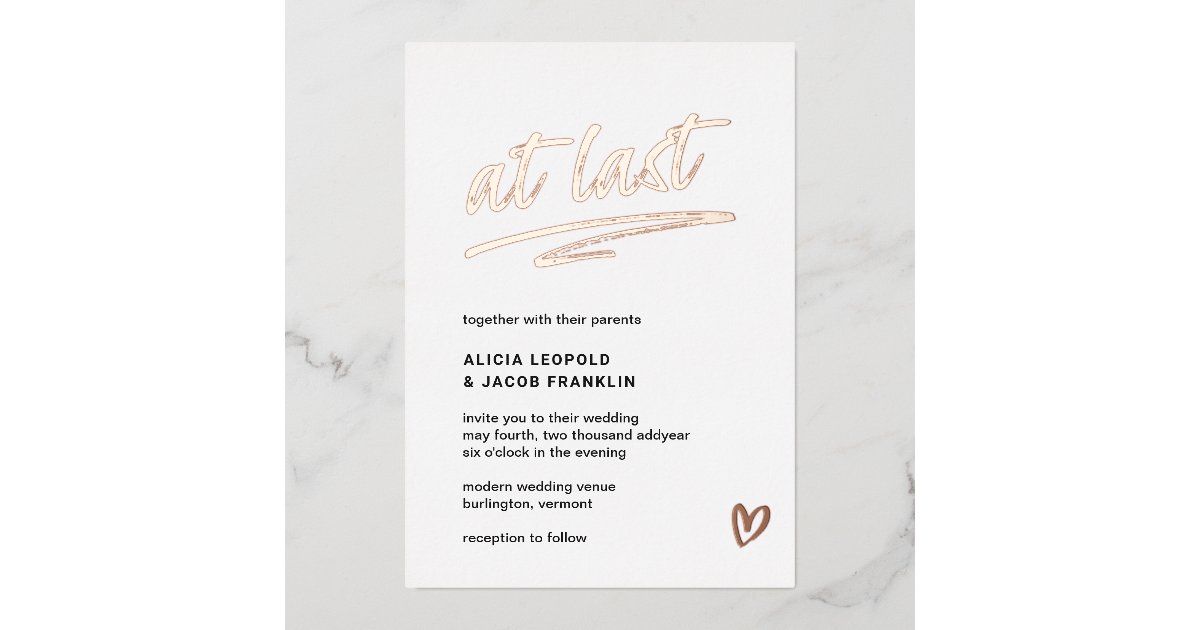 Rec Invitation Stylish Black and White Modern Wedding Foil Invitation | Zazzle