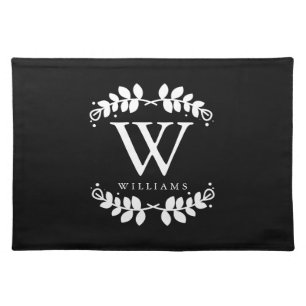 Stylish Black and White Monogram Placemat