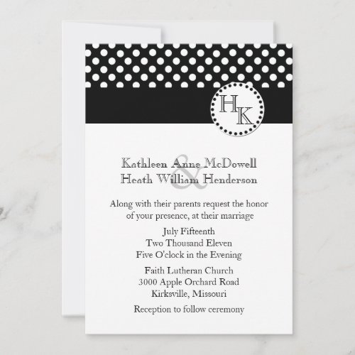 Stylish Black and White Monogram Wedding Invitation