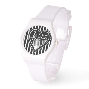 Stylish Black and white musical notes and piano Watch