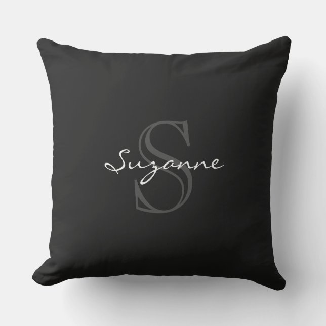 stylish black and white named throw pillow (Front)