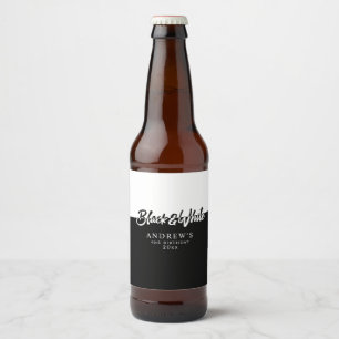 Stylish Black and White Party Beer Bottle Label