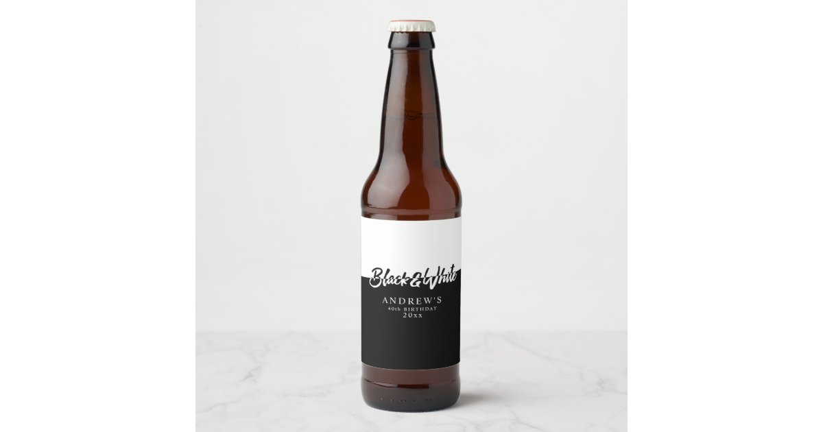 Stylish Black and White Party Beer Bottle Label | Zazzle