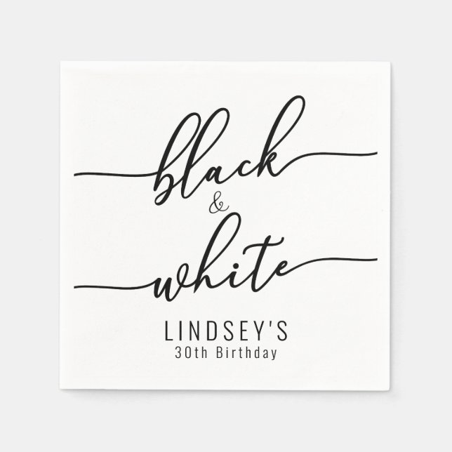 Stylish Black and White Party Napkins (Front)