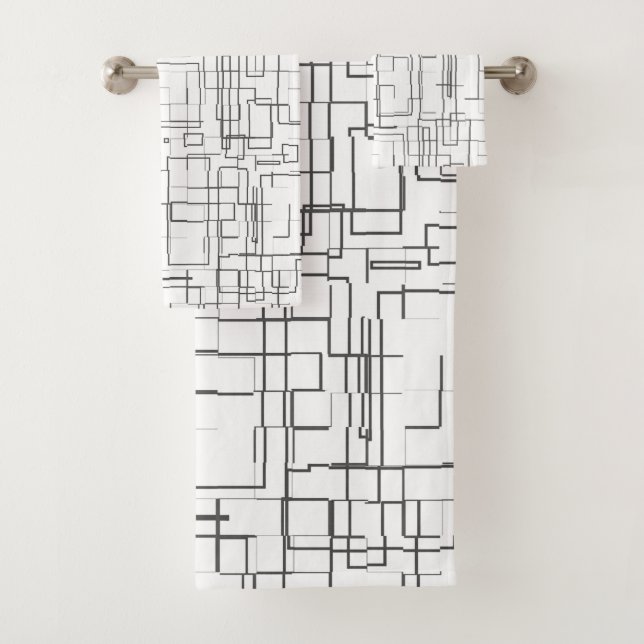 Stylish Black and White Pattern  Bath Towel Set (Insitu)